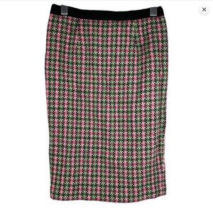 Boden pink and green lined pencil skirt